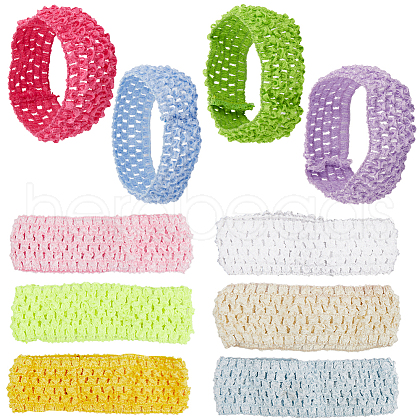 Gorgecraft 30Pcs 10 Colors Polyester Crochet Elastic Headbands OHAR-GF0001-33A-1