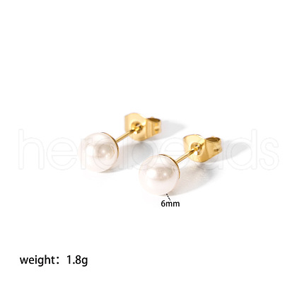 Elegant Stainless Steel Imitation Pearl Stud Earrings NB5919-2-1