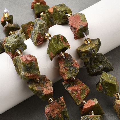 Raw Rough Natural Unakite Beads Strands G-Z087-A11-1