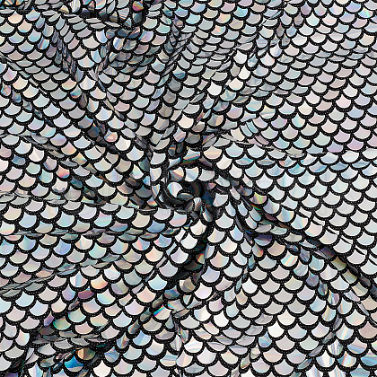 Fish Scale Pattern Polyester Stretch Fabric DIY-WH0580-08B-1
