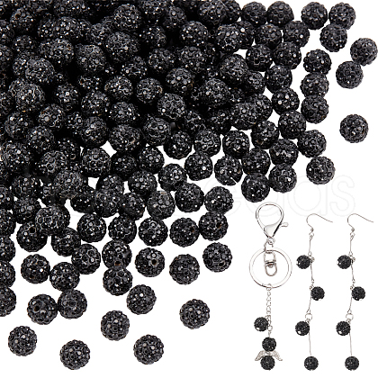   200Pcs Pave Disco Ball Beads RB-PH0001-41B-1