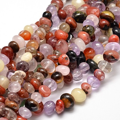 Mixed Natural Gemstone Nuggets Bead Strands G-J337-14-1