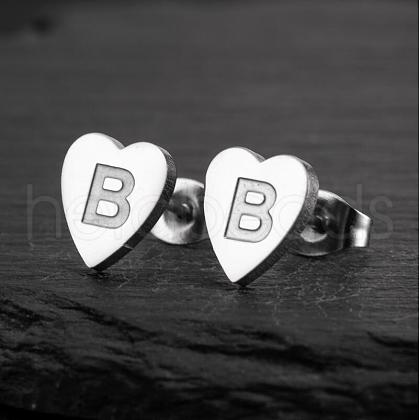 Heart 201 Stainless Steel Stud Earrings WGB8201-23-1