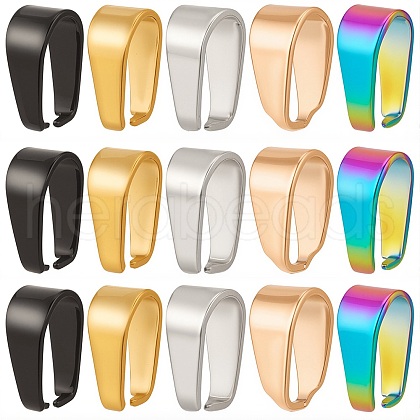 SUNNYCLUE 50Pcs 5 Colors 304 Stainless Steel Snap on Bails STAS-SC0005-57-1