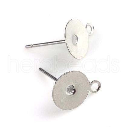 304 Stainless Steel Stud Earring Settings STAS-T003-8mm-1