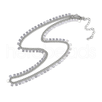 Rack Plating Brass Twisted Chain Square Tassel Necklaces for Women NJEW-K382-15A-P-1
