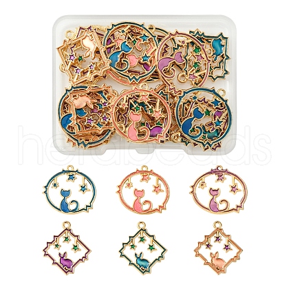 24Pcs 6 Styles Alloy Enamel Pendants FIND-FS0002-67-1