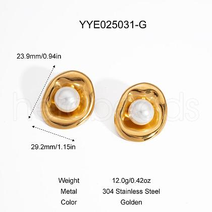 Vintage Stainless Steel Oval Stud Earrings for Women BY2814-1-1