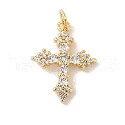 Rack Plating Brass Micro Pave Cubic Zirconia Pendants KK-Z047-08G-01-RS-1