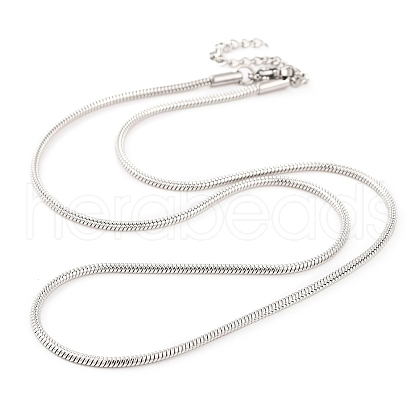 Non-Tarnish 304 Stainless Steel Round Snake Chain Necklaces for Women NJEW-G140-06D-P-1