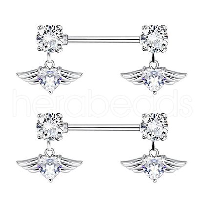 304 Stainless Steel Rhinestone Nipple Rings WG0E32C-02-1