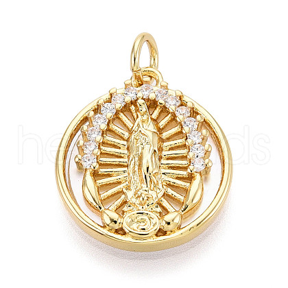 Brass Micro Pave Clear Cubic Zirconia Pendants KK-N268-73G-1