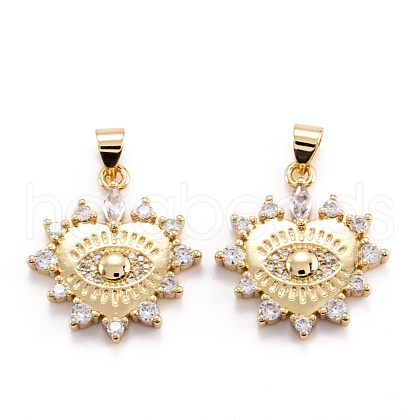 Brass Micro Pave Clear Cubic Zirconia Beads Pendant ZIRC-M114-13G-1