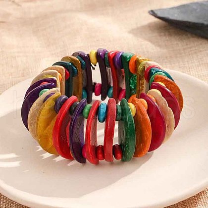 Bohemia & Ethnic Style Wood Stretch Bracelets for Women WG33998-03-1
