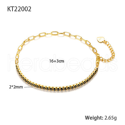 Simple and Stylish S925 Silver Cubic Zirconia Link Bracelets TO2036-2-1