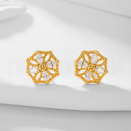 S925 Sterling Silver Clear Cubic Zirconia Stud Earrings ZM7202-1-1