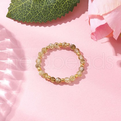 Natural Peridot Beaded Stretch Rings for Women RJEW-JR00868-08-1