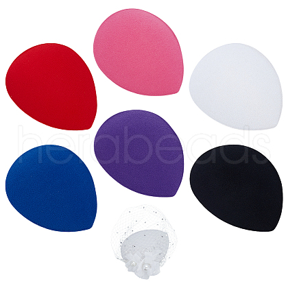 BENECREAT 6Pcs 6 Colors EVA Cloth Teardrop Fascinator Hat Base for Millinery DIY-BC0014-09-1