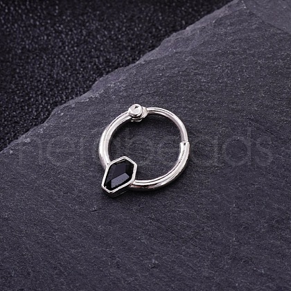 316L Stainless Steel Micro Pave Cubic Zirconia Hoop Nose Rings WG352E4-08-1