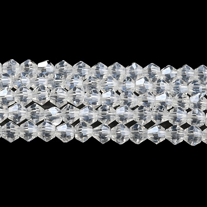 Transparent Electroplate Glass Beads Strands GLAA-F029-4mm-C13-1