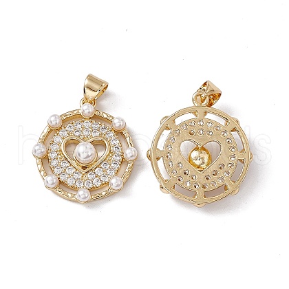 Brass Micro Pave Cubic Zirconia Pendants KK-B061-01G-1