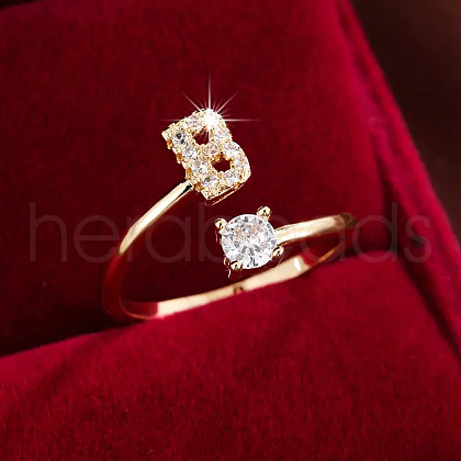 Brass Micro Pave Cubic Zirconia Cuff Rings WG75066-02-1