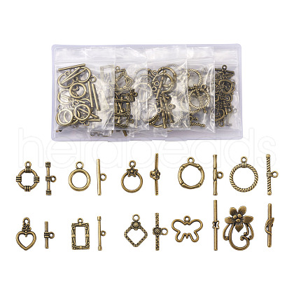 Tibetan Style Toggle Clasps TIBE-TA0001-21AB-1