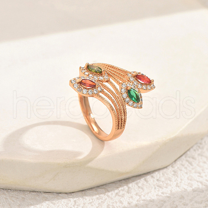 Brass Micro Pave Cubic Zirconia Finger Rings for Women JL0610-4-1