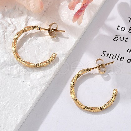 304 Stainless Steel C-Shaped Stud Earrings EJEW-R017-02G-04-1