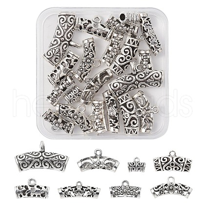 20Pcs 8 Style Tibetan Style Alloy Tube Bails FIND-YW0003-78-1