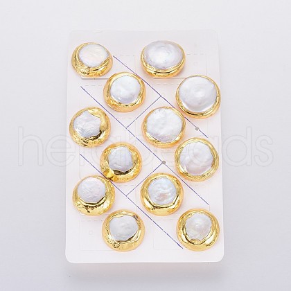 Mother's Day Jewellery Natural Pearl Stud Earrings EJEW-F230-11G-1