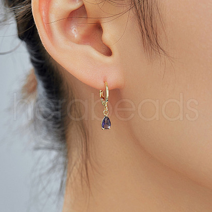 Fashionable Couple Waterdrop Sparkling 925 Sterling Silver Cubic Zirconia Dangle Hoop Earrings for Daily Wear and Parties CU5155-2-1