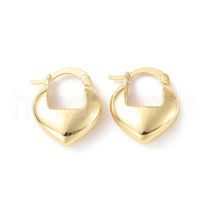 Brass Heart Hoop Earrings for Women EJEW-P227-06G-1