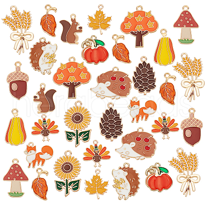   60Pcs 15 Styles Thanksgiving Day Alloy Enamel Pendants ENAM-PH0002-88-1