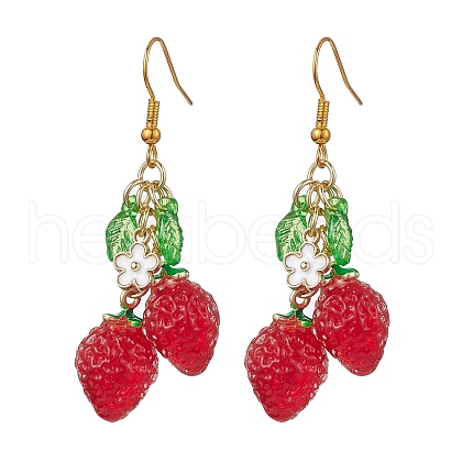 Red Glass Dangle Earrings EJEW-JE05729-02-1