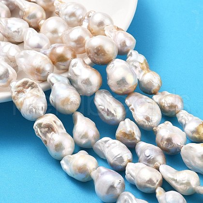 Natural Nucleated Pear Beads Strands PEAR-B004-15K-02A-1