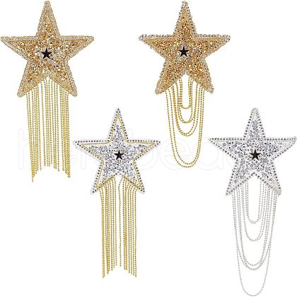 Fingerinspire 4Pcs 2 Style Enamel Rhinestones Sew on/Iron on Patches DIY-FG0002-73-1