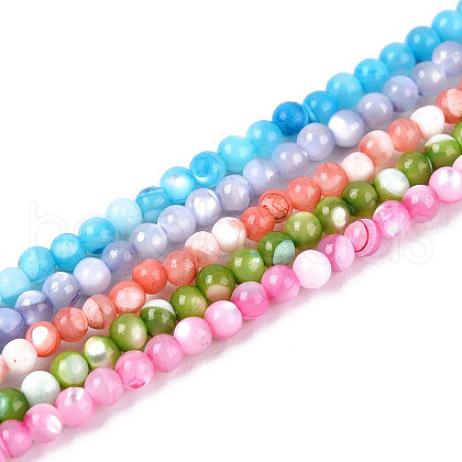 Dyed Natural Trochid Shell/Trochus Shell Beads Strands SSHEL-T017-13M-1