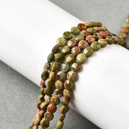Natural Unakite Beads Strands G-C179-A4mm-05-1
