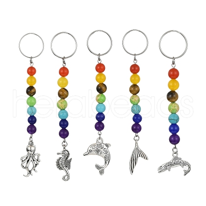 Marine Animal Alloy Keychains HJEW-JM01369-1