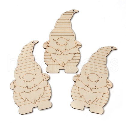 Christmas Theme Undyed Natural Wood Big Pendants WOOD-B001-10A-1