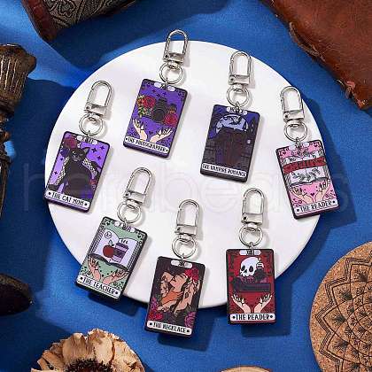 Acrylic Pendants with Alloy Swivel Clasps and 304 Stainless Steel Jump Rings Decorations HJEW-JM03039-1