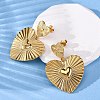 Heart 304 Stainless Steel Dangle Stud Earrings EJEW-Z109-03G-3