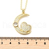 Brass Micro Pave Clear Cubic Zirconia Heart Moon Pendant Necklaces for Women NJEW-D311-02D-G-5