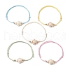 Synthetic Turquoise Turtle Braided Bead Bracelet BJEW-JB11085-1