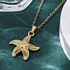 Starfish 304 Stainless Steel Pendant Necklaces NJEW-M096-21G-5