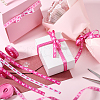   5Rolls 5 Styles Polyester Wave/Breast Cancer Awareness Ribbon Printed Ribbon OCOR-PH0004-22-5