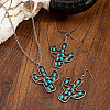 Cactus Alloy & Acrylic Pendant Necklaces & Dangle Earrings Sets FS-WG5E564-01-2
