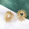 Ion Plating(IP) 304 Stainless Steel Hollow Out Heart Stud Earrings for Women EJEW-E271-02G-1