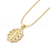 Oval with Virgin Mary Pattern Brass & Resin Pearl Pendant Necklaces for Women NJEW-G082-03A-G-1